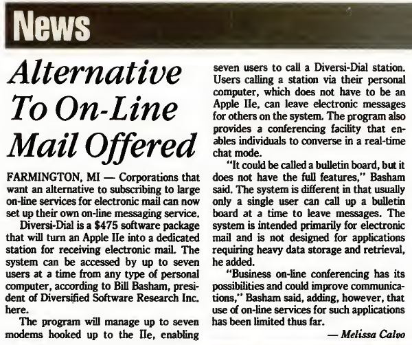 News Article: Alternative to on-line mail offered